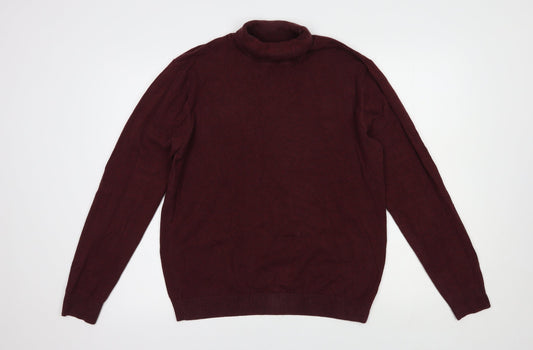 NEXT Mens Purple Roll Neck  Cotton Pullover Jumper Size L