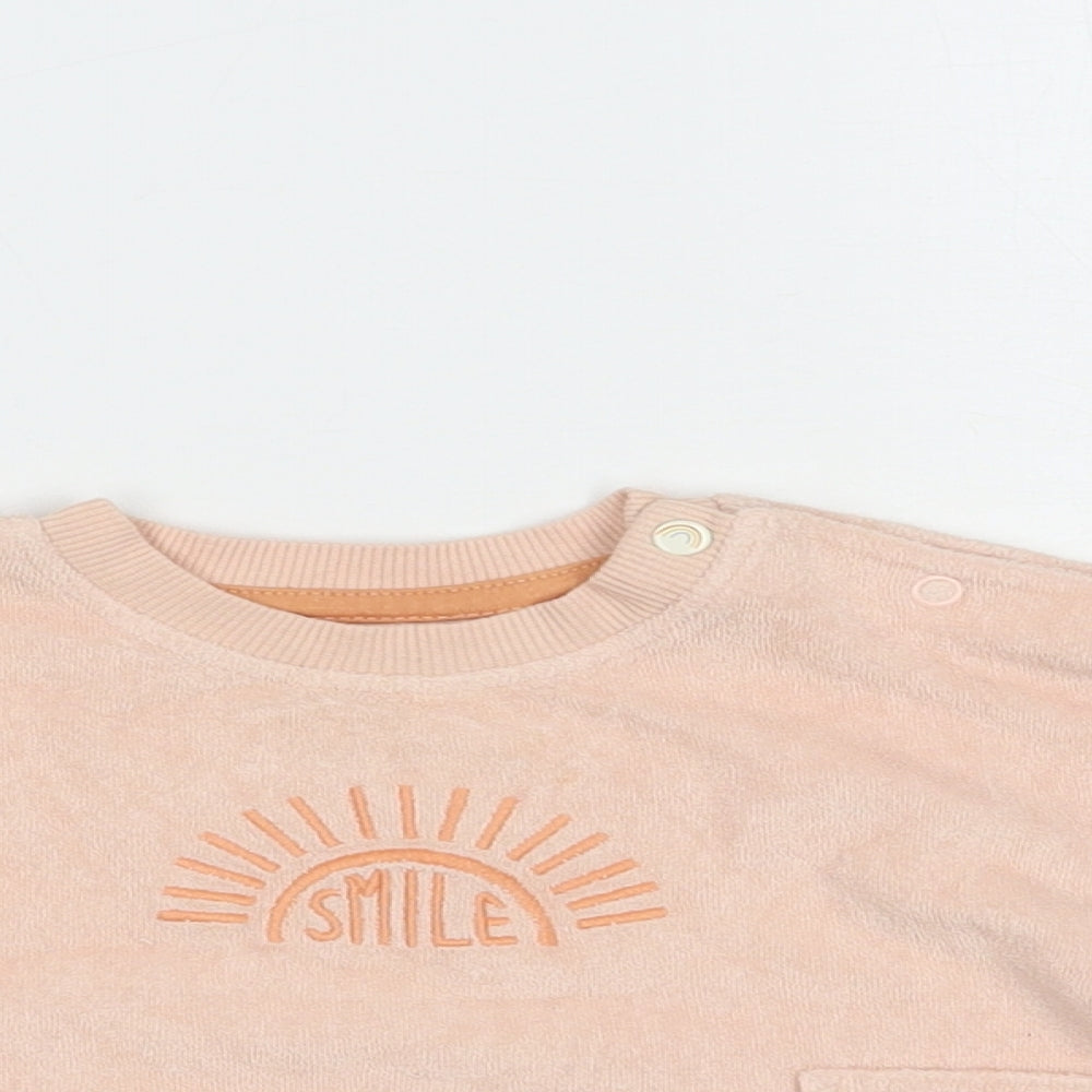 Nutmeg Baby Pink  Cotton Pullover Jumper Size 3-6 Months  Snap - Smile