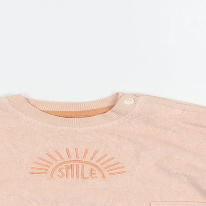 Nutmeg Baby Pink  Cotton Pullover Jumper Size 3-6 Months  Snap - Smile