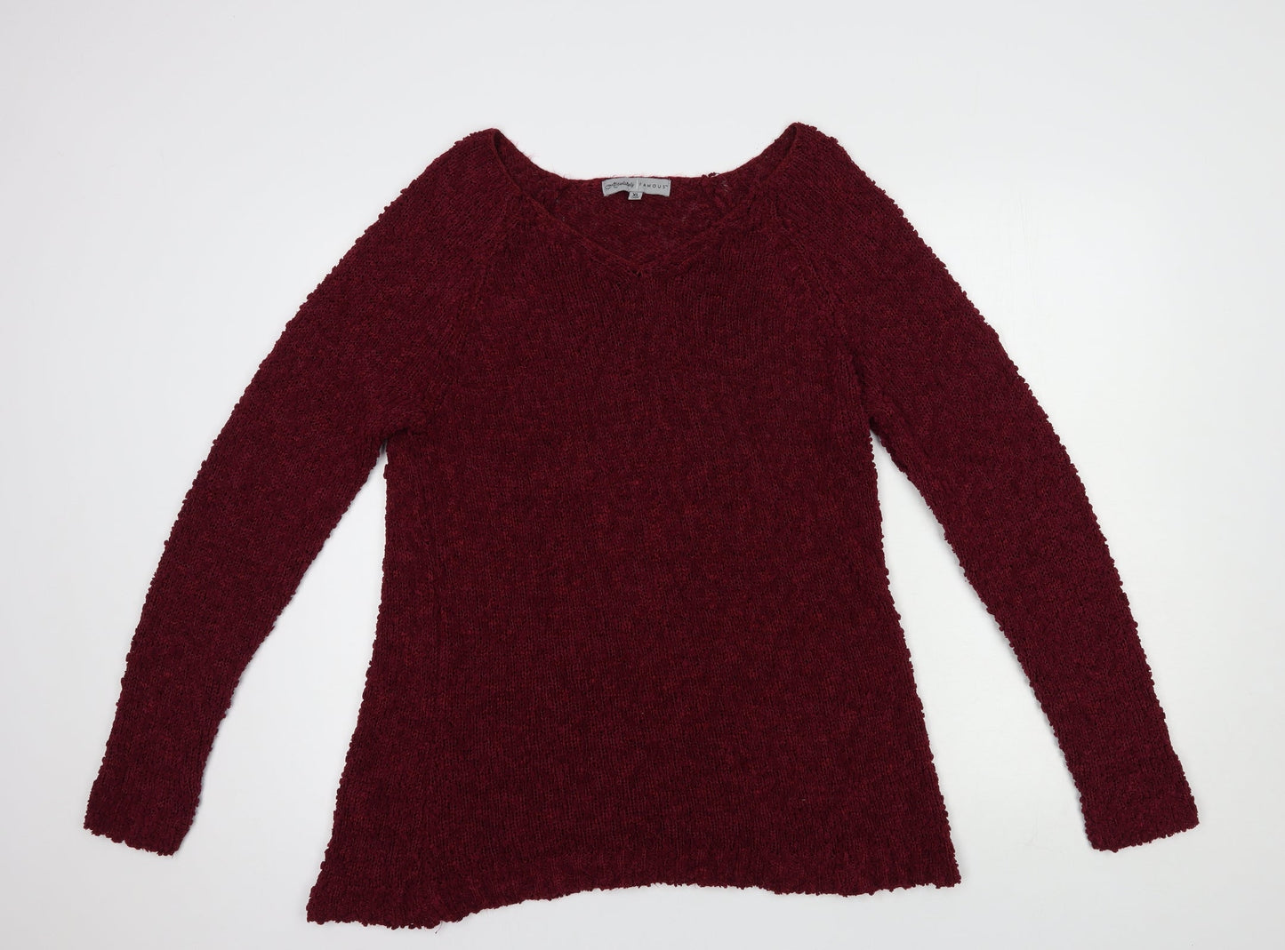 Absolutely Famous Womens Purple V-Neck  Polyester Pullover Jumper Size XL