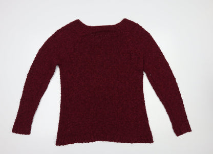 Absolutely Famous Womens Purple V-Neck  Polyester Pullover Jumper Size XL