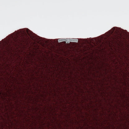 Absolutely Famous Womens Purple V-Neck  Polyester Pullover Jumper Size XL