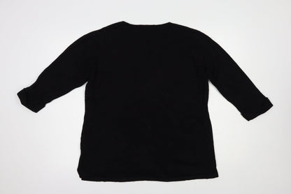 Michele Hope Womens Black V-Neck  Viscose Pullover Jumper Size 16