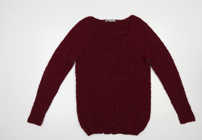 Absolutely Famous Womens Purple V-Neck  Polyester Pullover Jumper Size XL