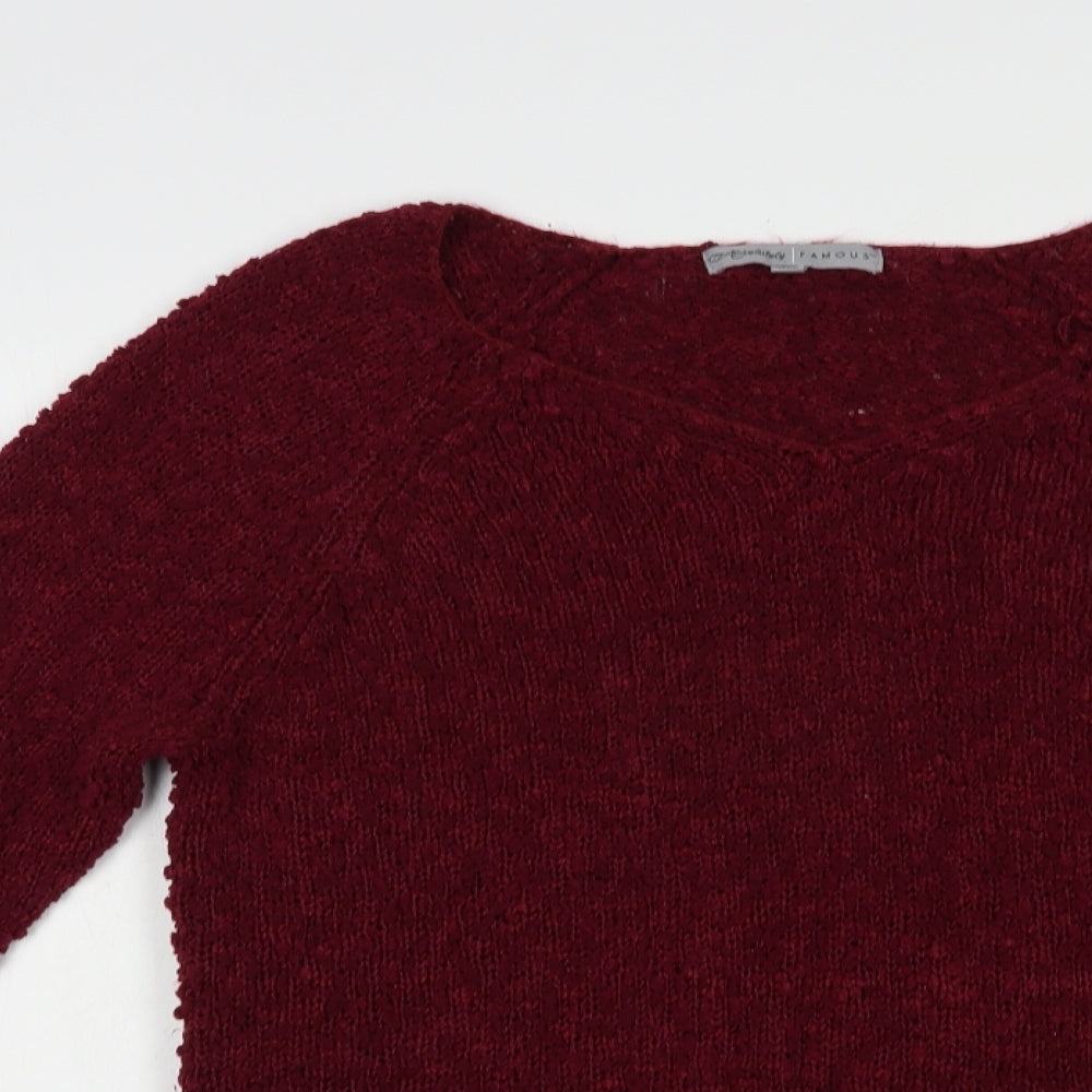 Absolutely Famous Womens Purple V-Neck  Polyester Pullover Jumper Size XL