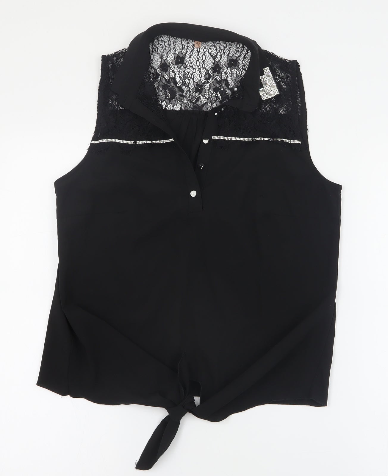 SheIn Womens Black  Polyester Basic Blouse Size M Collared