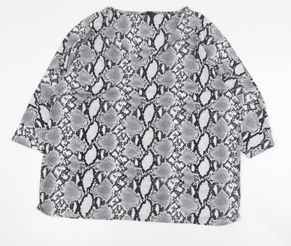 Womens UK Size 14 New Look Grey Basic T-Shirt