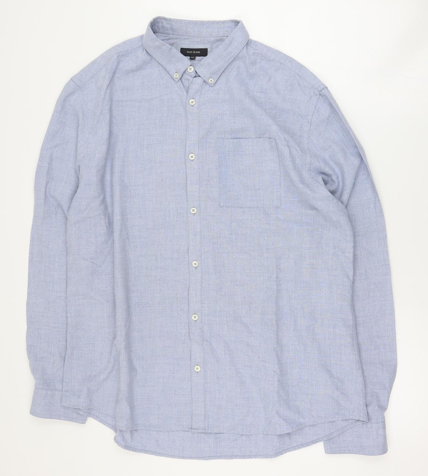River Island Mens Blue  Polyester  Button-Up Size 2XL Collared Button
