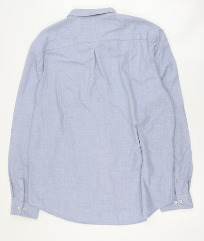 River Island Mens Blue  Polyester  Button-Up Size 2XL Collared Button