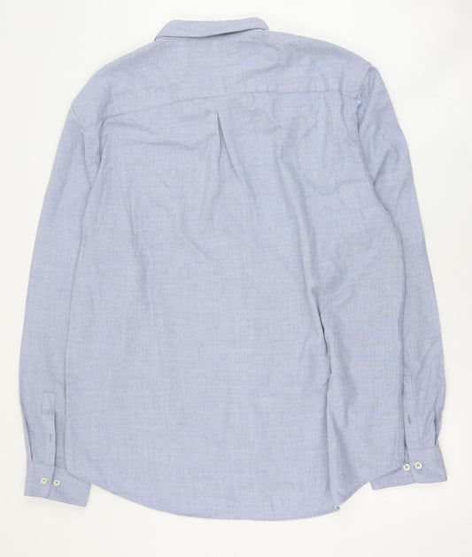 River Island Mens Blue  Polyester  Button-Up Size 2XL Collared Button