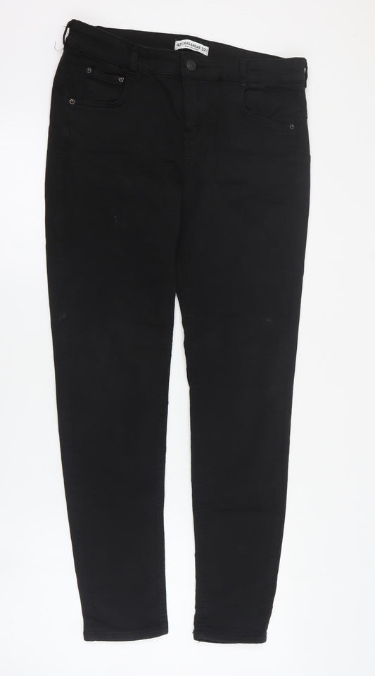 Pull & Bear Womens Black  Cotton Skinny Jeans Size 32 in L28 in Regular Zip