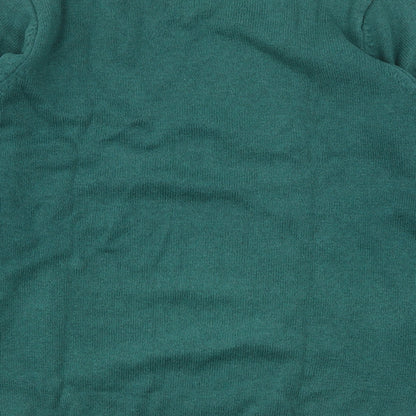 Maine New England Mens Green V-Neck  Cotton Pullover Jumper Size M