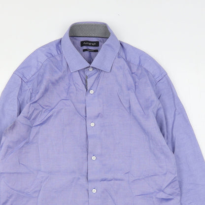 Autograph  Mens Blue  Cotton  Button-Up Size 15.5 Collared