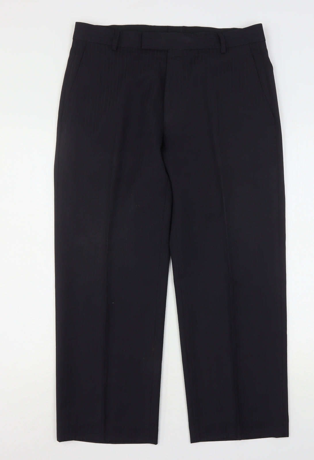 NEXT Mens Blue Striped Polyester Trousers  Size 34 L28 in Regular