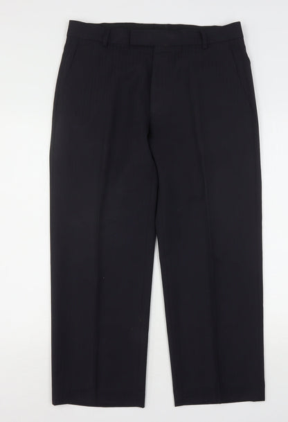 NEXT Mens Blue Striped Polyester Trousers  Size 34 L28 in Regular