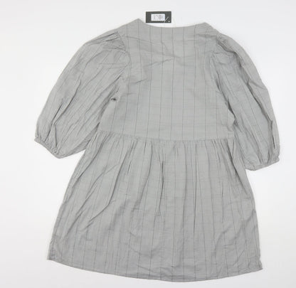Primark Womens Grey Striped Cotton A-Line  Size 10  V-Neck
