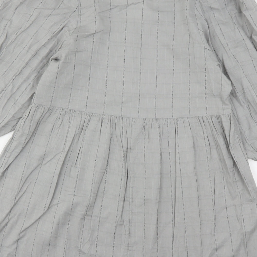 Primark Womens Grey Striped Cotton A-Line  Size 10  V-Neck