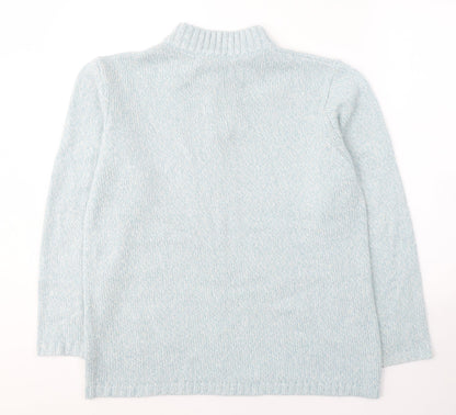 Damart Womens Blue Round Neck  Acrylic Pullover Jumper Size 14