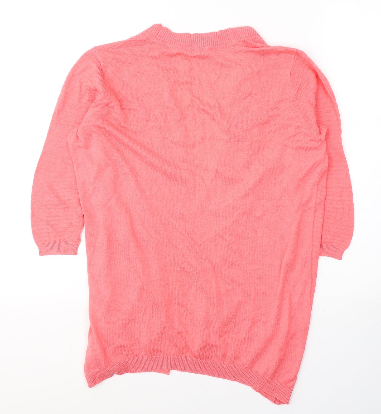 Petite Womens Pink V-Neck  Cotton Cardigan Jumper Size 12