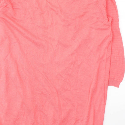 Petite Womens Pink V-Neck  Cotton Cardigan Jumper Size 12