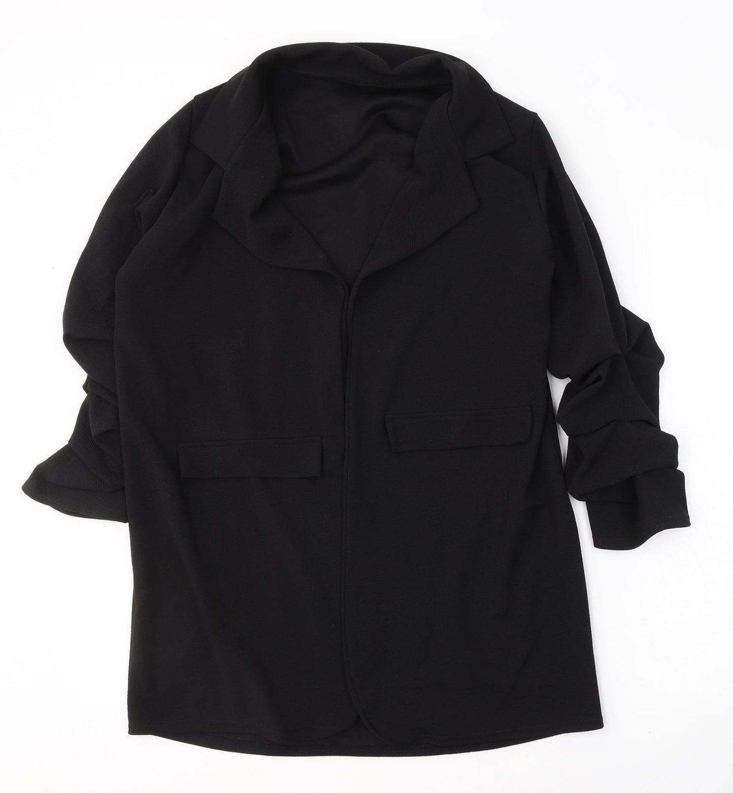 Preworn Womens Black V-Neck  Polyester Cardigan Jumper Size S