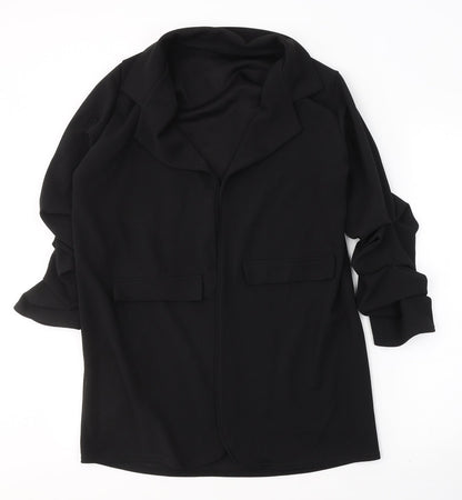 Preworn Womens Black V-Neck  Polyester Cardigan Jumper Size S