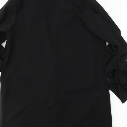 Preworn Womens Black V-Neck  Polyester Cardigan Jumper Size S