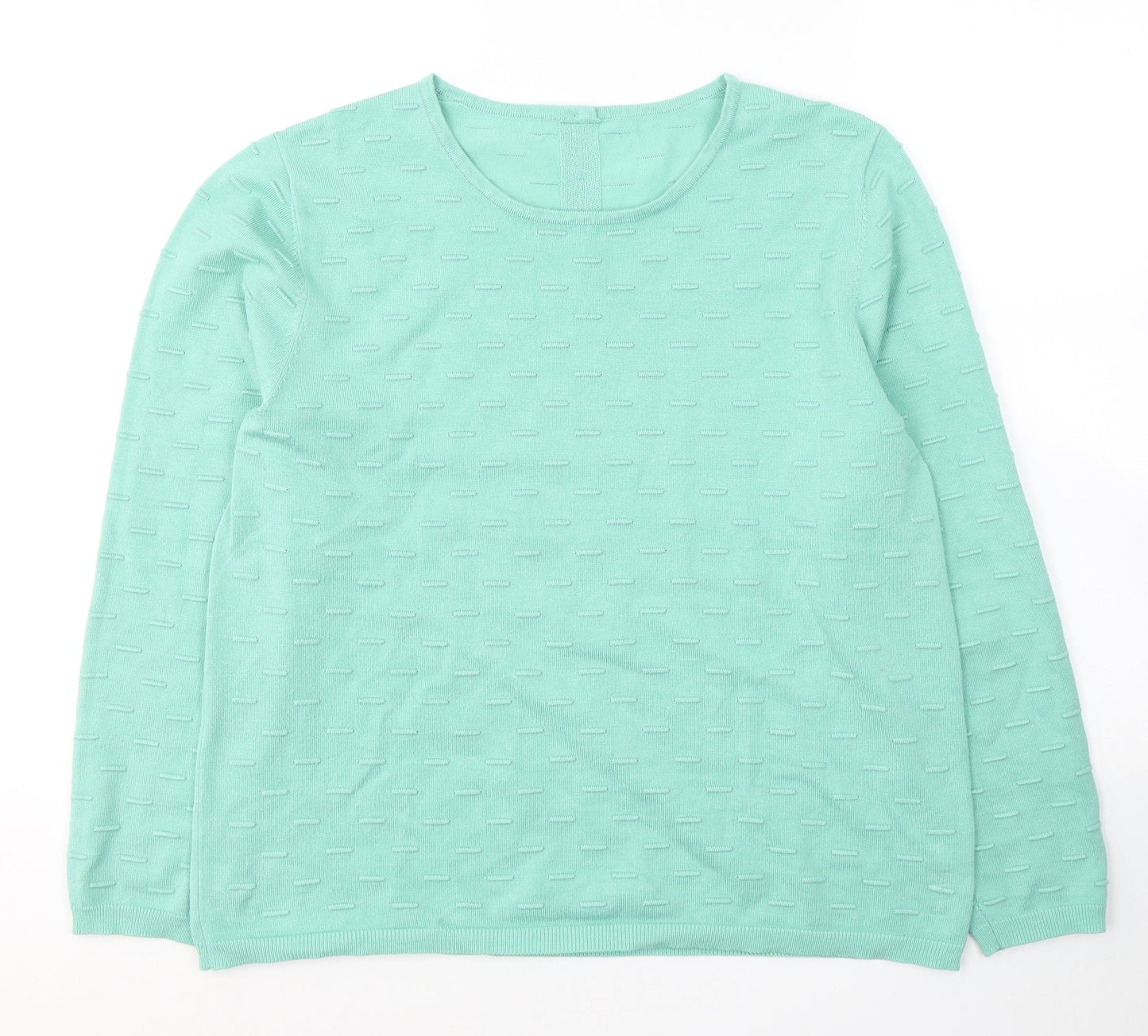 Ashrsaf 10 Womens Green Geometric Viscose Jersey Blouse Size XL Round Neck