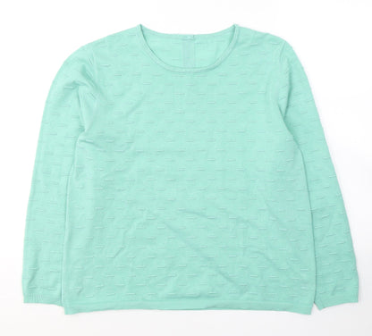 Ashrsaf 10 Womens Green Geometric Viscose Jersey Blouse Size XL Round Neck