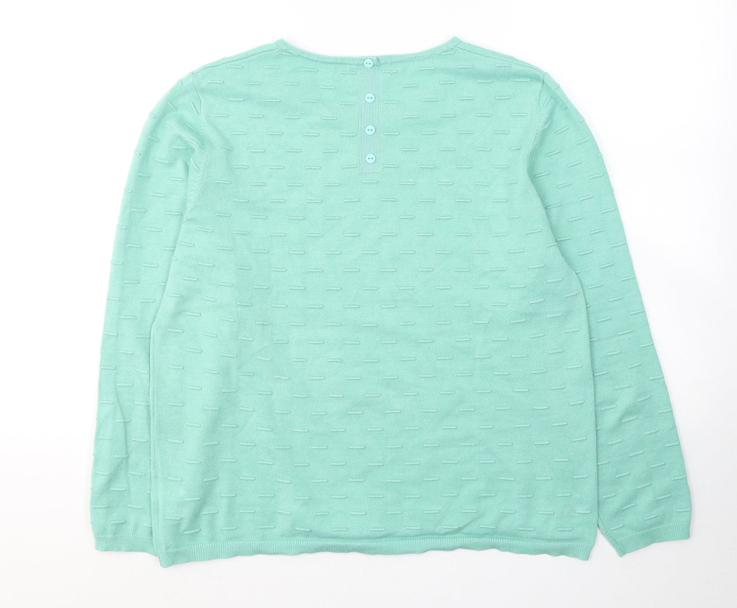 Ashrsaf 10 Womens Green Geometric Viscose Jersey Blouse Size XL Round Neck