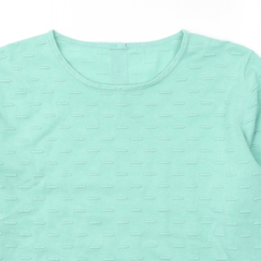 Ashrsaf 10 Womens Green Geometric Viscose Jersey Blouse Size XL Round Neck