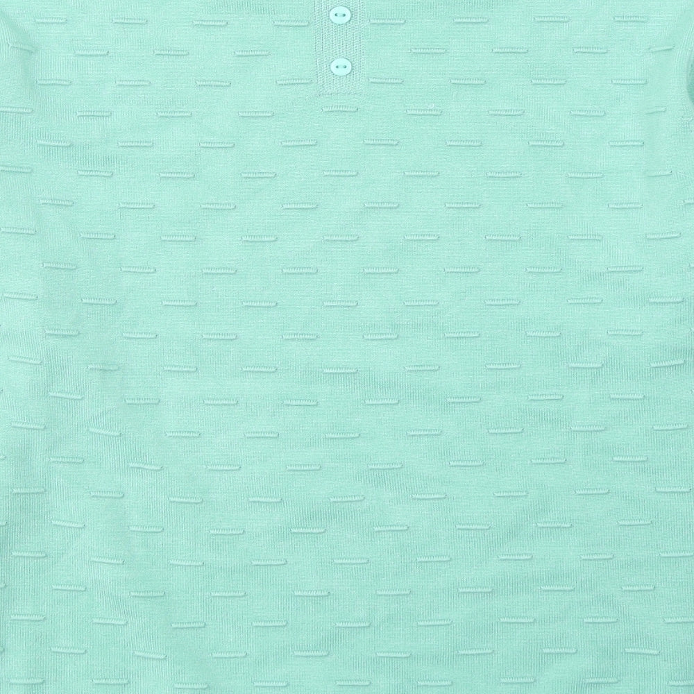 Ashrsaf 10 Womens Green Geometric Viscose Jersey Blouse Size XL Round Neck