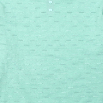 Ashrsaf 10 Womens Green Geometric Viscose Jersey Blouse Size XL Round Neck