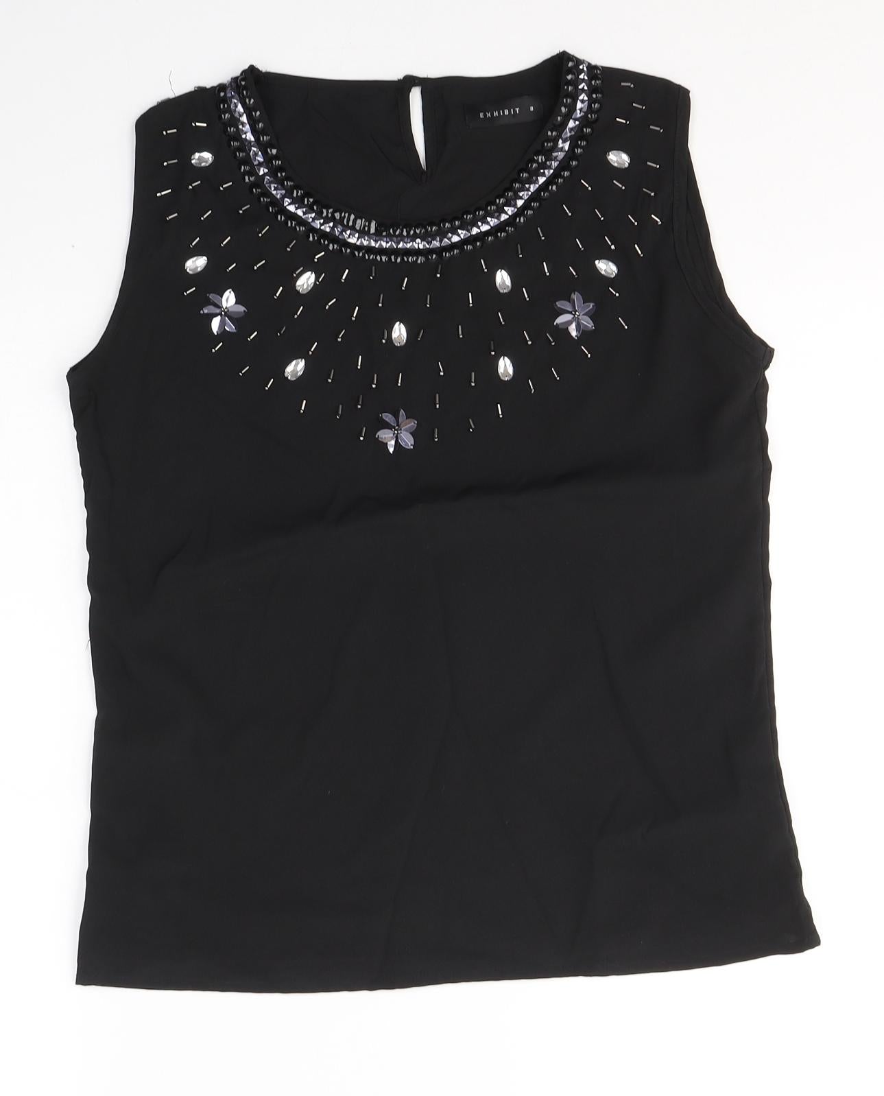 Womens UK Size 8 Exhibit Black Basic Blouse