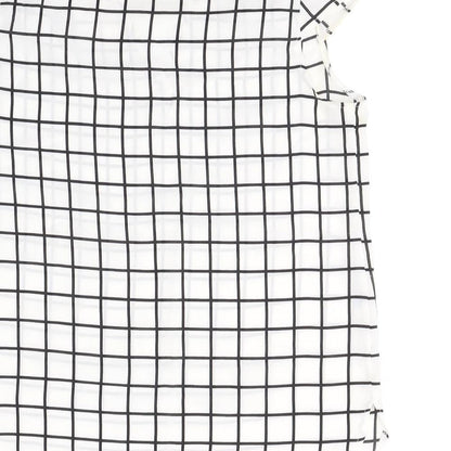 Atmosphere Womens White Check Polyester Basic Blouse Size 10 Round Neck
