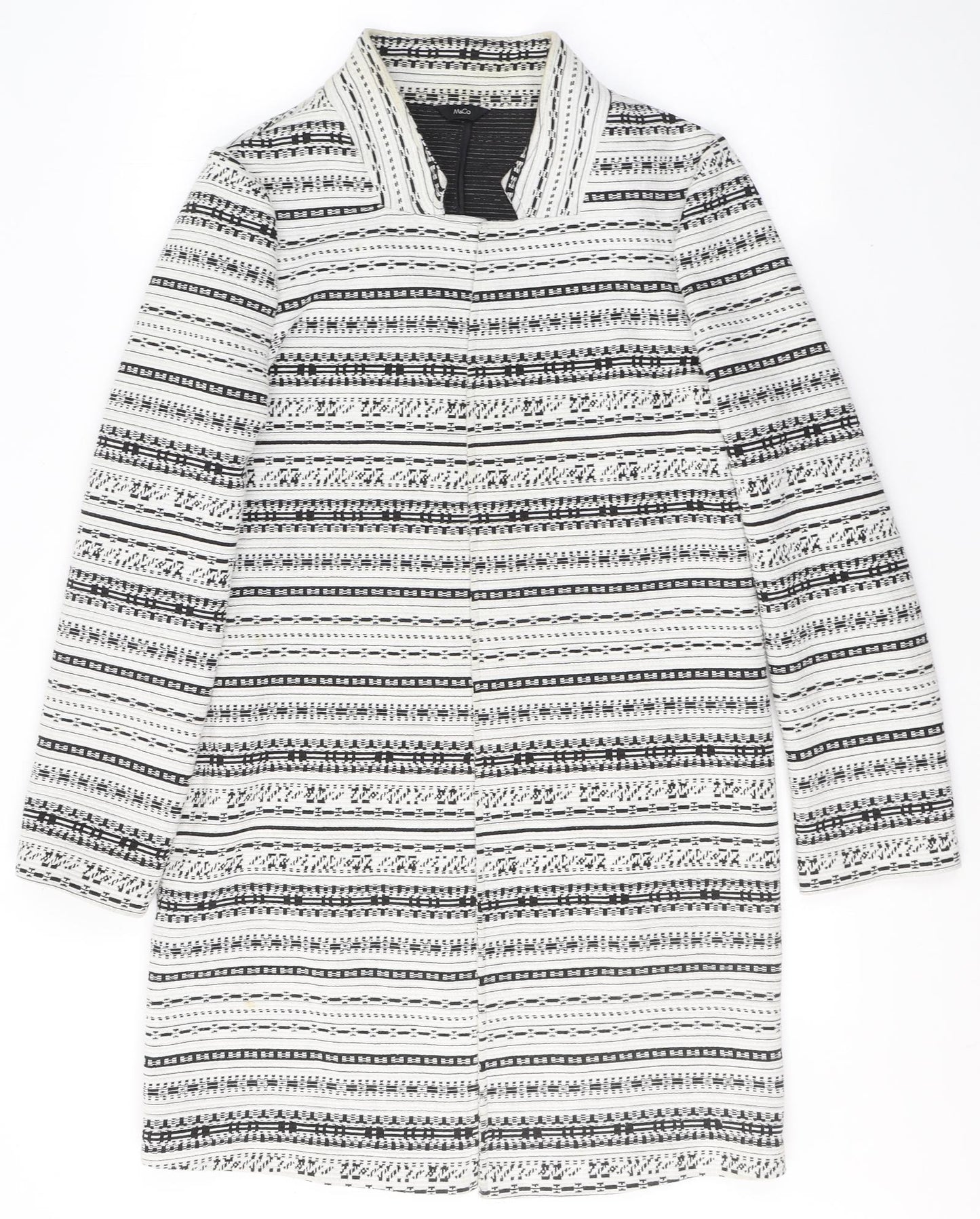 M&Co Womens White Geometric  Jacket Blazer Size 10