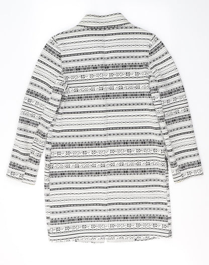 M&Co Womens White Geometric  Jacket Blazer Size 10