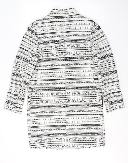 M&Co Womens White Geometric  Jacket Blazer Size 10