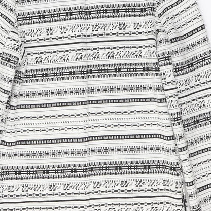 M&Co Womens White Geometric  Jacket Blazer Size 10