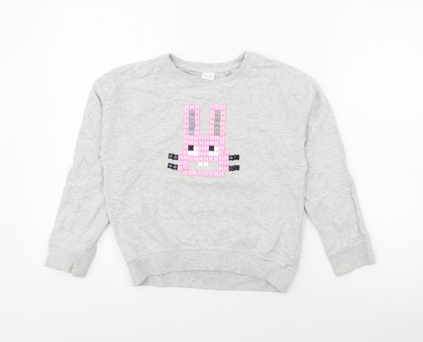 NEXT Girls Grey  Cotton Pullover Sweatshirt Size 8 Years   - Bunny Rabbit