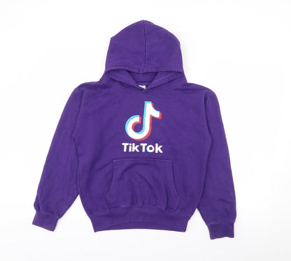 Tik Tok Girls Purple  Cotton Pullover Hoodie Size 9-10 Years