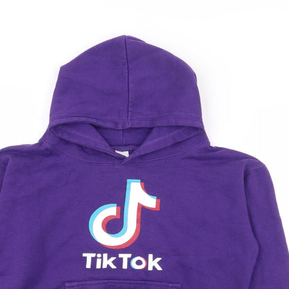 Tik Tok Girls Purple  Cotton Pullover Hoodie Size 9-10 Years