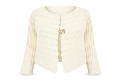 Frank Womens Saul Ivory Round Neck Acrylic Cardigan Jumper Size M