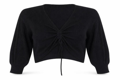 SheIn Womens Black V-Neck  Acrylic Pullover Jumper Size XL
