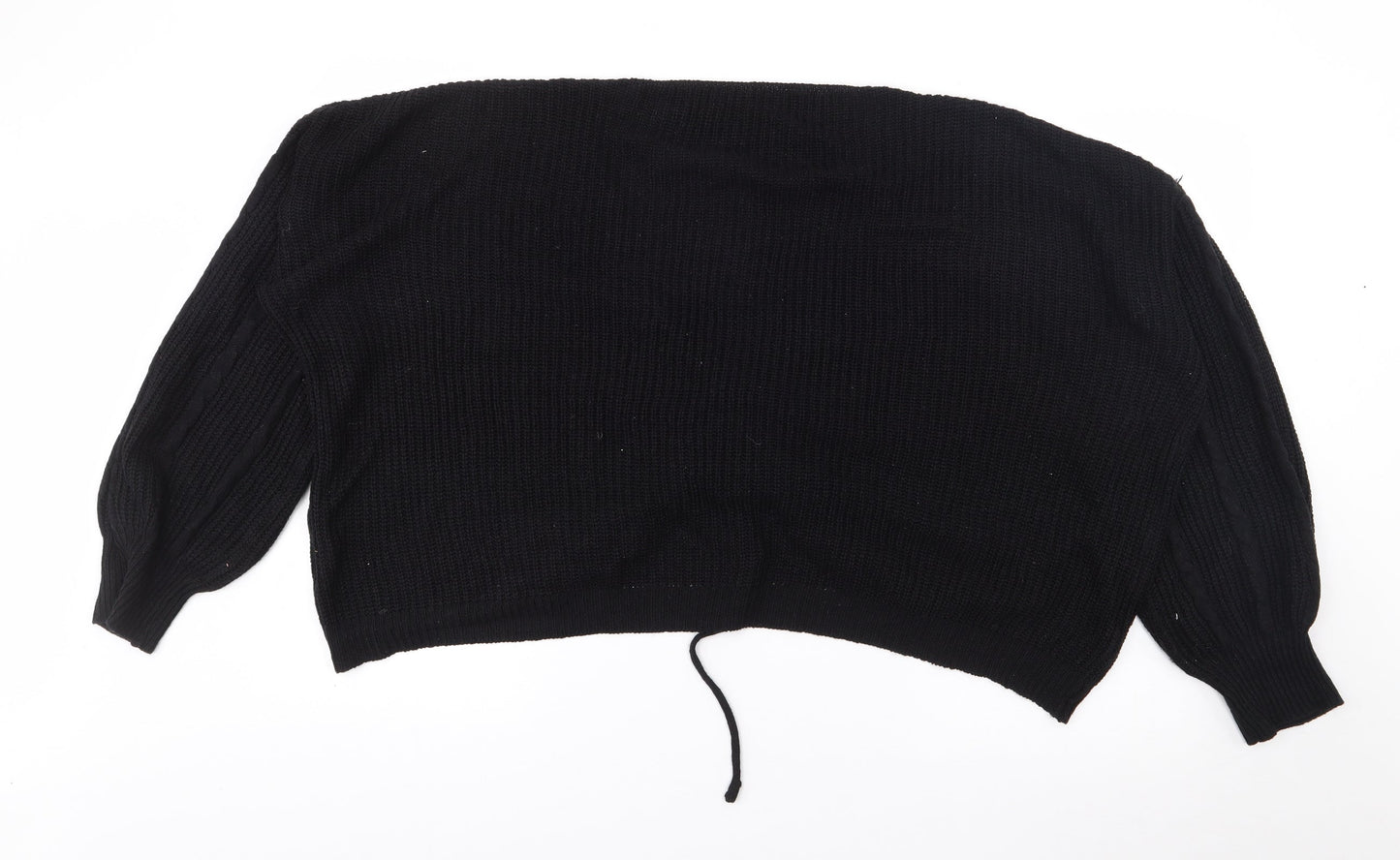 SheIn Womens Black V-Neck  Acrylic Pullover Jumper Size XL