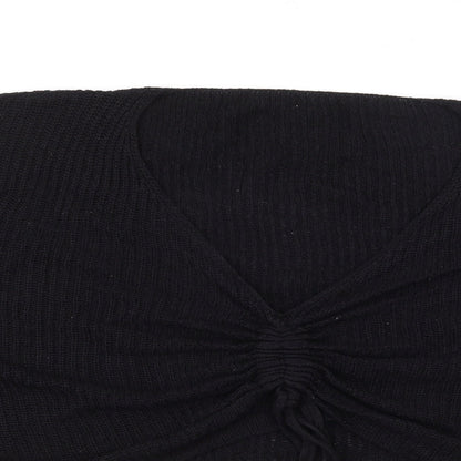 SheIn Womens Black V-Neck  Acrylic Pullover Jumper Size XL