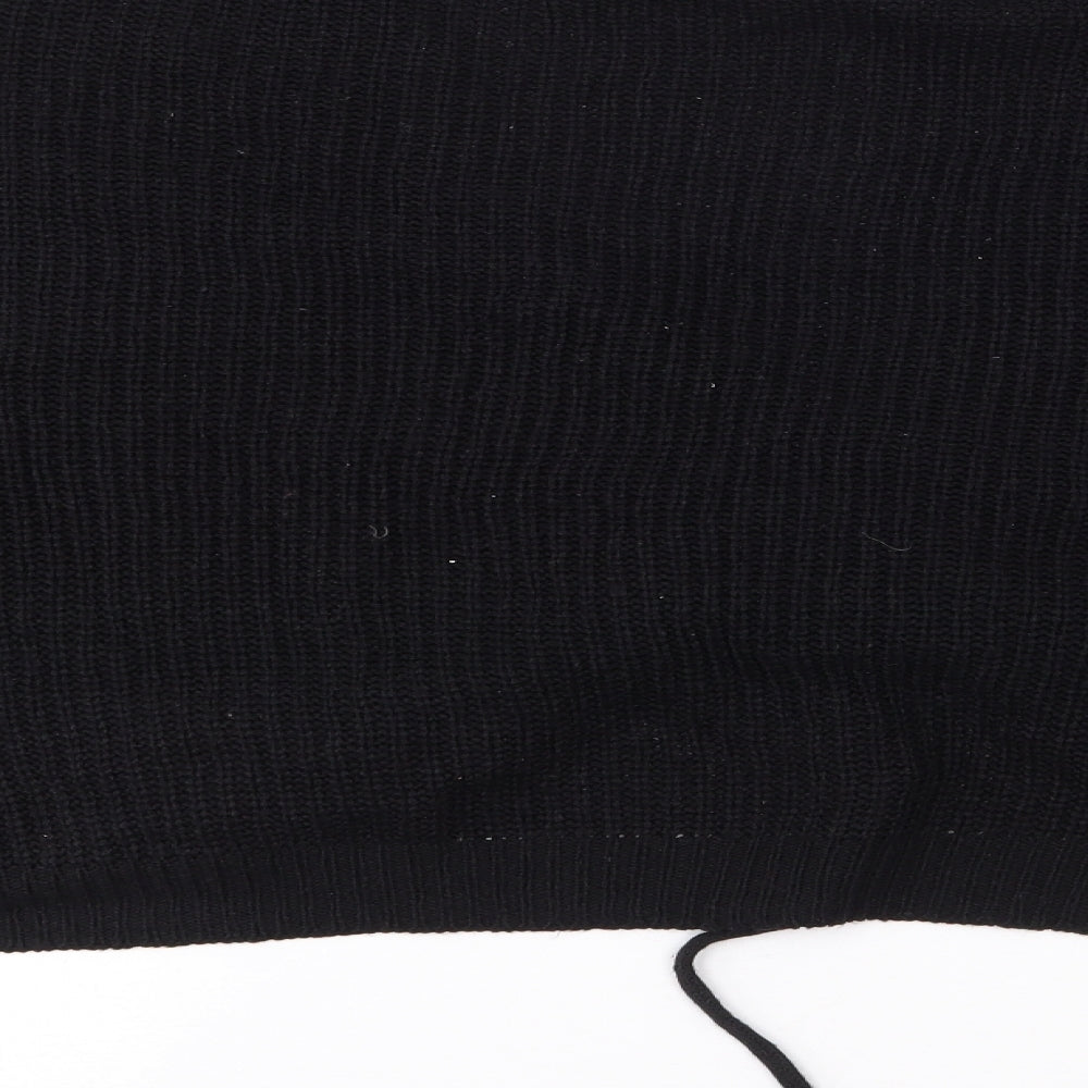 SheIn Womens Black V-Neck  Acrylic Pullover Jumper Size XL