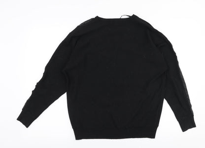 Primark Womens Black Round Neck  Polyester Pullover Jumper Size M