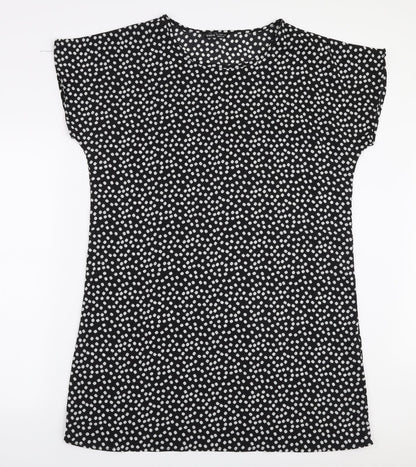 SheIn Womens Black Floral Polyester A-Line  Size L  Round Neck Pullover