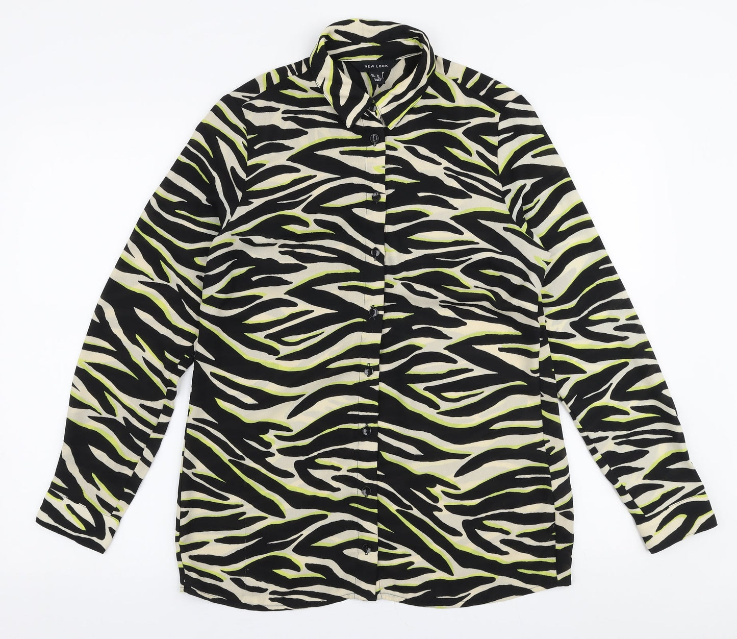 New Look Womens Multicoloured Animal Print Polyester Basic Blouse Size 10 Collared